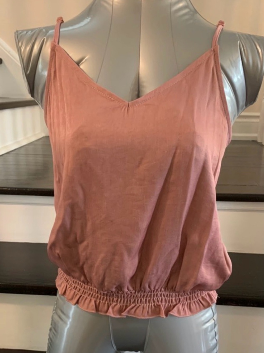 glam Dusty Rose Elastic-Hem Cami Tank